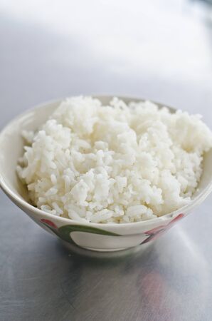 Thai jasmine rice on bowl の写真素材