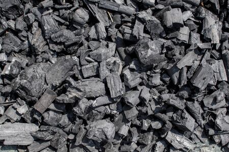 The burning of charcoal in a kilnの写真素材