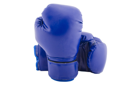 Two boxing gloves resting on each other, all picture is in focus and high key background.の写真素材