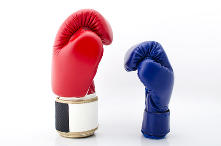 Close up of the boxing-gloves on the white background.の写真素材