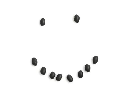 Group of smile symbol Black bean isolated in white background の写真素材