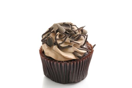 chocolate cup cake , sweet dessert isolated in white background の写真素材