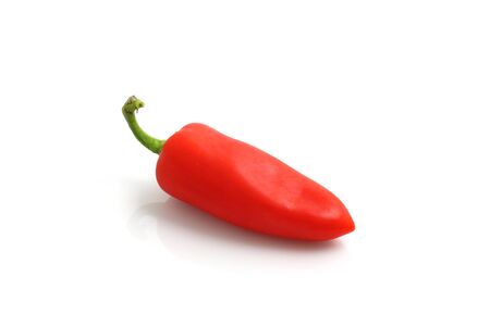 Red Sweet pepper chilli isolated in white background の写真素材