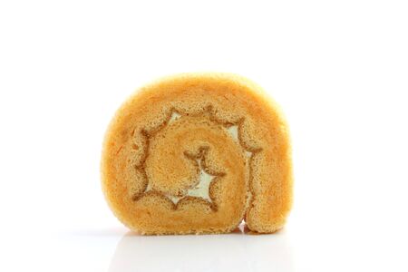 Jam roll isolated in white backgroundの写真素材
