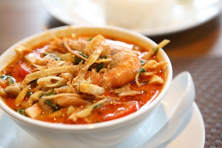 Tom Yum soup , a Thai traditional spicy prawn soup の写真素材