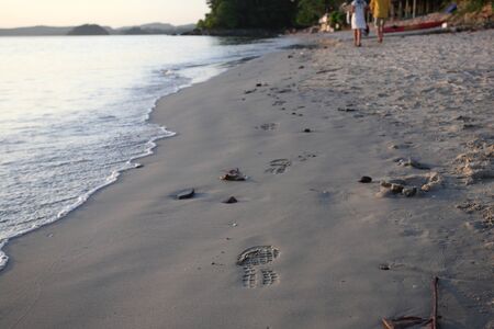 footprint on beachの写真素材