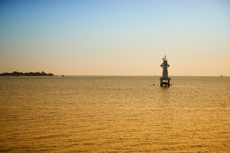 lighthouse at sunsetの写真素材