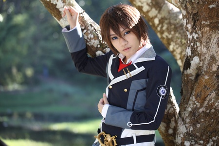 Portrait Japanese High school cosplay on nature