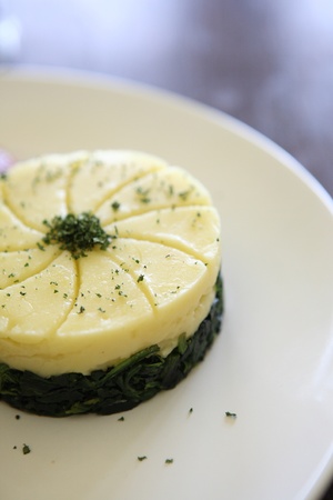 potato on Spinachの写真素材