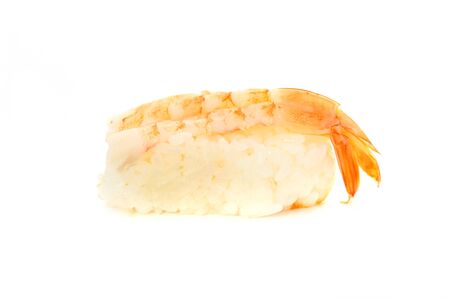 Shrimp sushi isolated on white background の写真素材