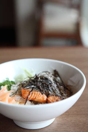 salmon teriyaki on rice