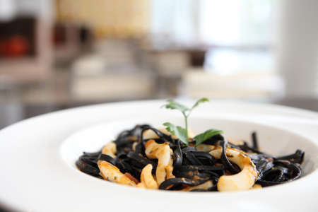 Spaghetti ink squidの写真素材