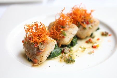 pan fried sea bass fish fillet