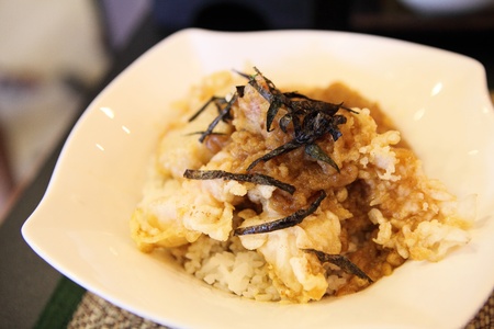 Rice with Tempura Fried shrimp Japanese styleの写真素材