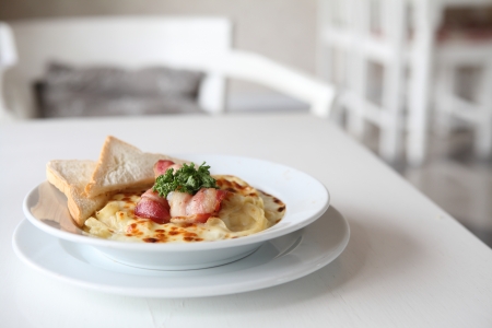 fettuccine carbonaraの写真素材