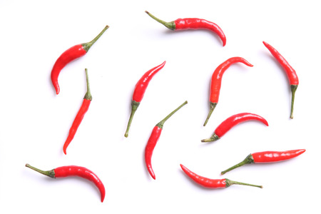 Red hot chili pepper isolated on a white background の写真素材