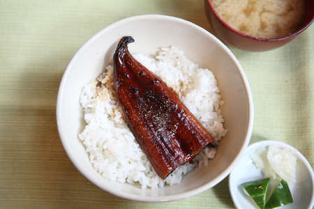 kabayaki eel on rice japanese styleの写真素材