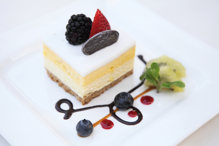 mango mousse cheese cakeの写真素材