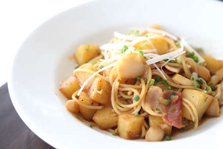 spaghetti with soy sauceの写真素材