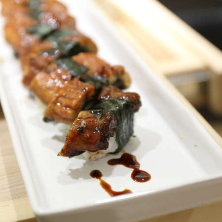 japanese food rice with eel ( unagi ) eel sushiの写真素材