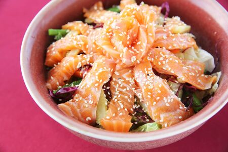 Salmon saladの写真素材