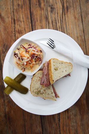 sandwich with roast beef pastramiの写真素材