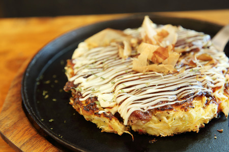 Japanese food okonomiyaki , Japanese pizzaの写真素材
