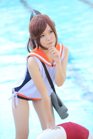 Asian girl cosplay with swimsuitの写真素材