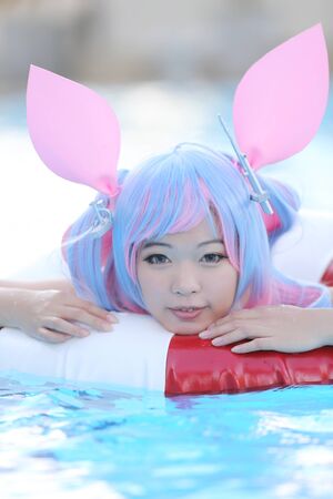 Asian girl cosplay with swimsuit