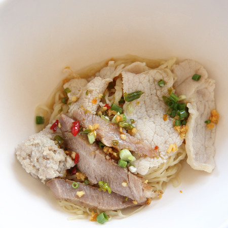 Thai food Tom yum noodle in Thai styleの写真素材