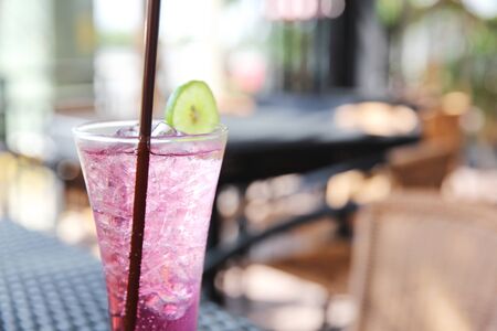 grape juice with lemon sodaの写真素材