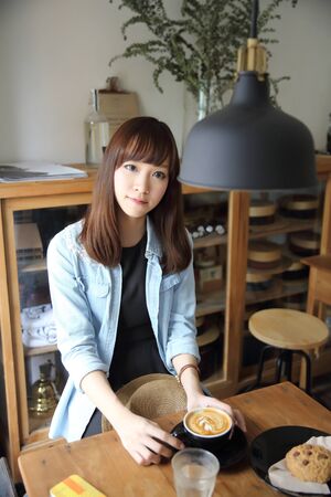 Asian girl in natureの写真素材
