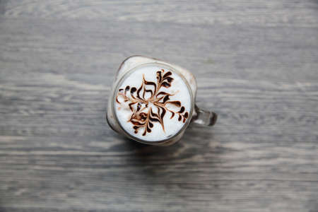 Ice chocolate on wood background