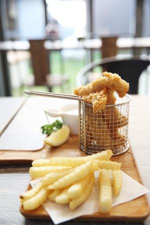 Fish and chips in close upの写真素材