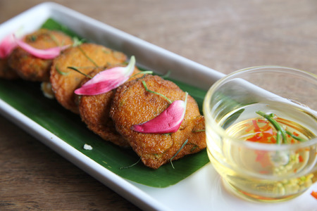 Local thai food Fried Fish paste ballsの写真素材