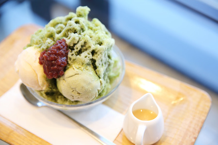 Japanese green tea shave iceの写真素材