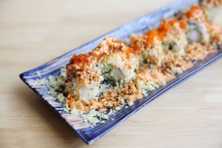 Shrimp tempura Maki Sushi Japanese foodの写真素材