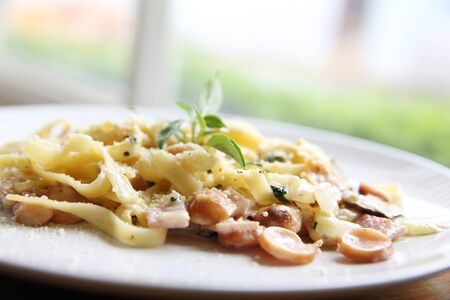 Pasta carbonara Italian foodの写真素材