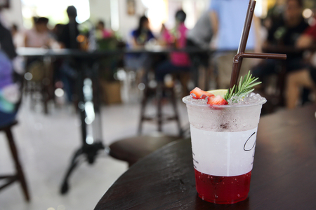 strawberry soda with strawberry and lamon drinkの写真素材