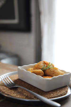 nuggets on wood backgroundの写真素材