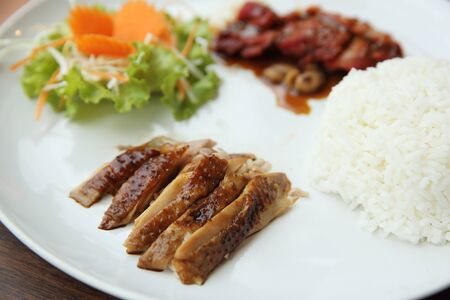 Chinese food Barbecued pork with riceの写真素材