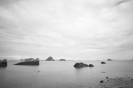 beach long exposure in black and whiteの写真素材
