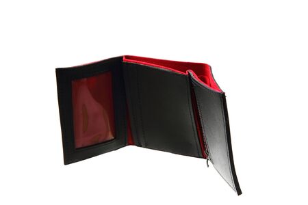 Woman black red purse isolated in white background
