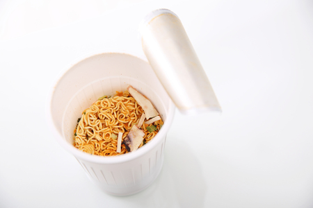 Noodles cup isolated in white backgroundの写真素材