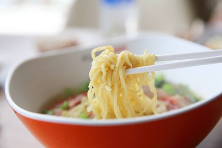 Noodle with grilled pork Chinese foodの写真素材