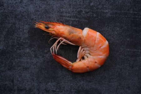 Shrinp isolated in black rock background
