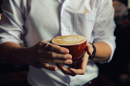 Barista Cafe Making Coffee Preparation on bar , Service Concept