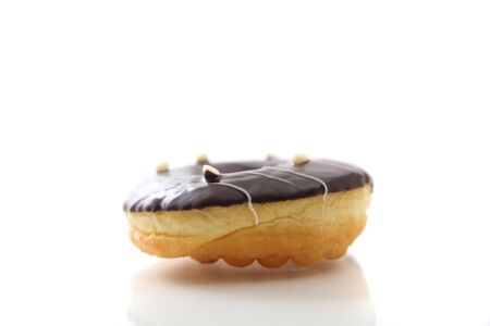 Chocolate donut isolated in white background