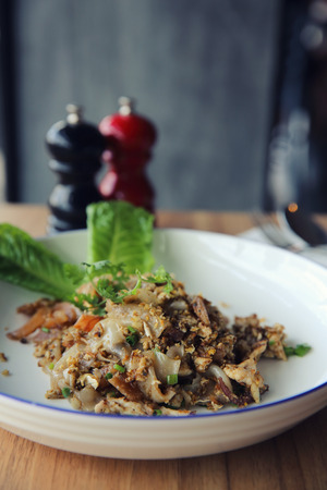 Fried Noodles with Chicken , Thai foodの写真素材