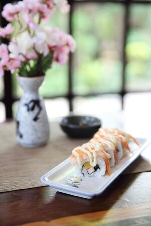 Shrimp maki sushi rollの写真素材